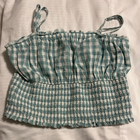 American Eagle green and white crop top - Picture 2 of 2